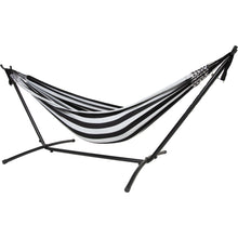 Load image into Gallery viewer, 10ft Black Universal Steel Hammock Stand &  Authentic Double Raya Hammock in Binario