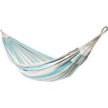Load image into Gallery viewer, 10ft White Universal Steel Hammock Stand & Authentic Double Raya Hammock in Ocean Storm
