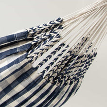 Load image into Gallery viewer, 10ft White Universal Steel Hammock Stand & Authentic Double Vichy Hammock in Navy
