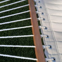 Load image into Gallery viewer, 12ft Natural Wooden Arc Hammock Stand & King Quilted Hammock in Cream