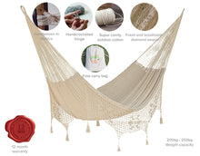 Load image into Gallery viewer, Deluxe Outdoor Cotton Hammock King - Cream