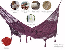 Load image into Gallery viewer, Deluxe Outdoor Cotton Hammock King - Maroon