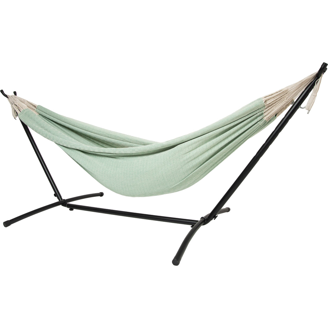 10ft Black Universal Steel Hammock Stand & Authentic Double Clasico Hammock in Eucalyptus