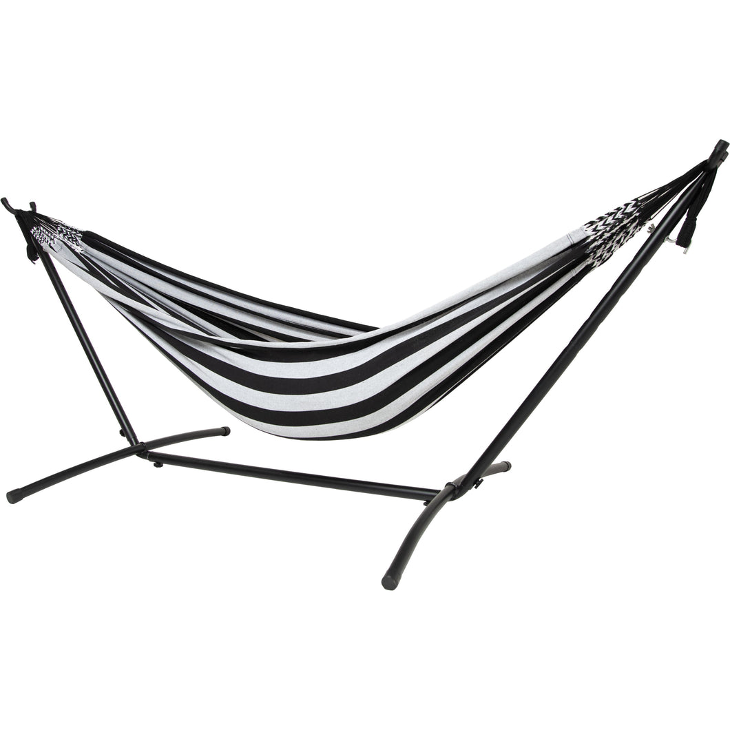 10ft Black Universal Steel Hammock Stand &  Authentic Double Raya Hammock in Binario