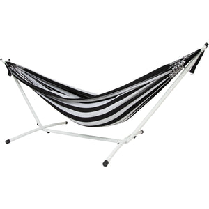 10ft White Universal Steel Hammock Stand &  Authentic Double Raya Hammock in Binario
