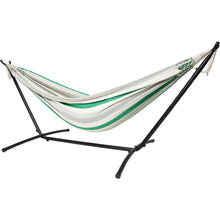 Load image into Gallery viewer, 10ft Black Universal Steel Hammock Stand &amp; Authentic Double Raya Hammock in Forest Ridge