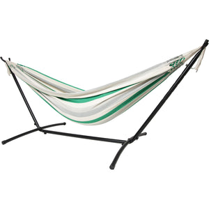 10ft Black Universal Steel Hammock Stand & Authentic Double Raya Hammock in Forest Ridge