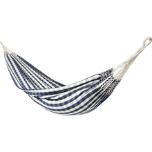 Load image into Gallery viewer, 10ft White Universal Steel Hammock Stand &amp; Authentic Double Vichy Hammock in Navy