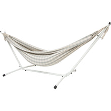 Load image into Gallery viewer, 10ft White Universal Steel Hammock Stand &amp;  Authentic Double Vichy Hammock in Stone