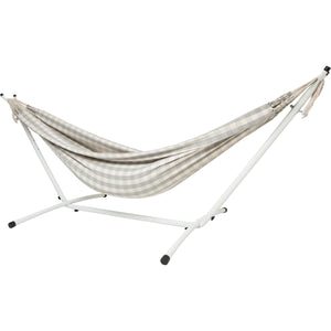 10ft White Universal Steel Hammock Stand &  Authentic Double Vichy Hammock in Stone