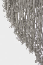 Load image into Gallery viewer, Close-up of the grey twisted-cord fringe on the Grey Moon hammock swing chair