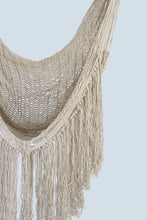Load image into Gallery viewer, Cascading Fringed Cotton Rope Mexican Hammock Swing from Mexico in Ivory