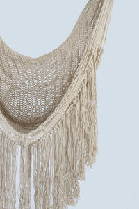 Cascading Fringed Cotton Rope Mexican Hammock Swing from Mexico in Ivory