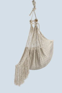 Cascading Fringed Cotton Rope Mexican Hammock Swing from Mexico in Ivory