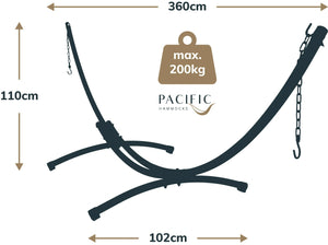 12ft Steel Arc Hammock Stand & King Quilted Hammock in Stone Stripe