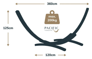 12ft Natural Wooden Arc Hammock Stand & King Quilted Hammock in Brown