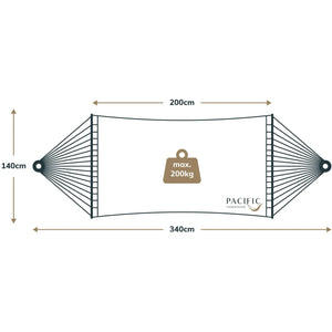 12ft Natural Wooden Arc Hammock Stand & King Quilted Hammock in Stone Stripe