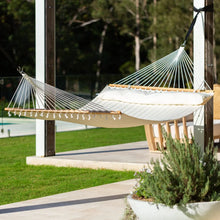 Load image into Gallery viewer, 12ft Steel Arc Hammock Stand &amp; King Quilted Hammock in Cream