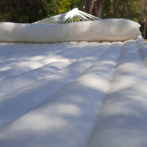 12ft Steel Arc Hammock Stand & King Quilted Hammock in Cream