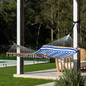 12ft Steel Arc Hammock Stand & King Quilted Hammock in Hamptons Stripe