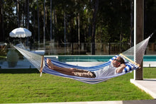 Load image into Gallery viewer, 12ft Steel Arc Hammock Stand &amp; King Quilted Hammock in Hamptons Stripe
