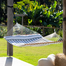 Load image into Gallery viewer, 12ft Steel Arc Hammock Stand &amp; King Quilted Hammock in Stone Stripe