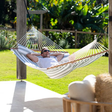 Load image into Gallery viewer, 12ft Steel Arc Hammock Stand &amp; King Quilted Hammock in Stone Stripe
