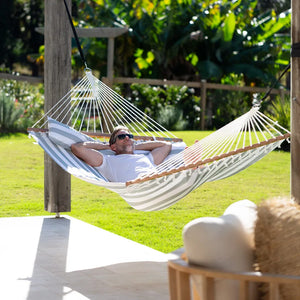 12ft Steel Arc Hammock Stand & King Quilted Hammock in Stone Stripe