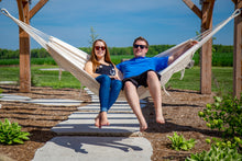 Load image into Gallery viewer, Brazilian Deluxe Double Hammock Natural with Fringe