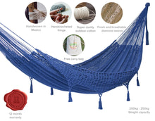 Load image into Gallery viewer, Deluxe Outdoor Cotton Hammock King - Blue