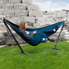 Load image into Gallery viewer, 8ft Mesh Hammock Combo in Blue and Orange
