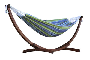 Double Cotton Hammock with Solid Pine Arc Stand Oasis