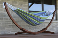 Load image into Gallery viewer, Double Cotton Hammock with Solid Pine Arc Stand Oasis