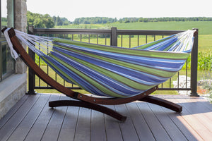 Double Cotton Hammock with Solid Pine Arc Stand Oasis