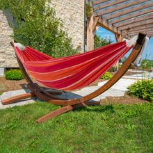 Load image into Gallery viewer, Double Cotton Hammock with Solid Pine Arc Stand - Mimosa