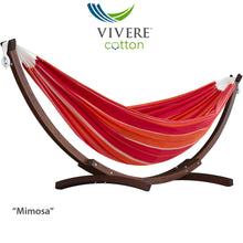 Load image into Gallery viewer, Double Cotton Hammock with Solid Pine Arc Stand - Mimosa