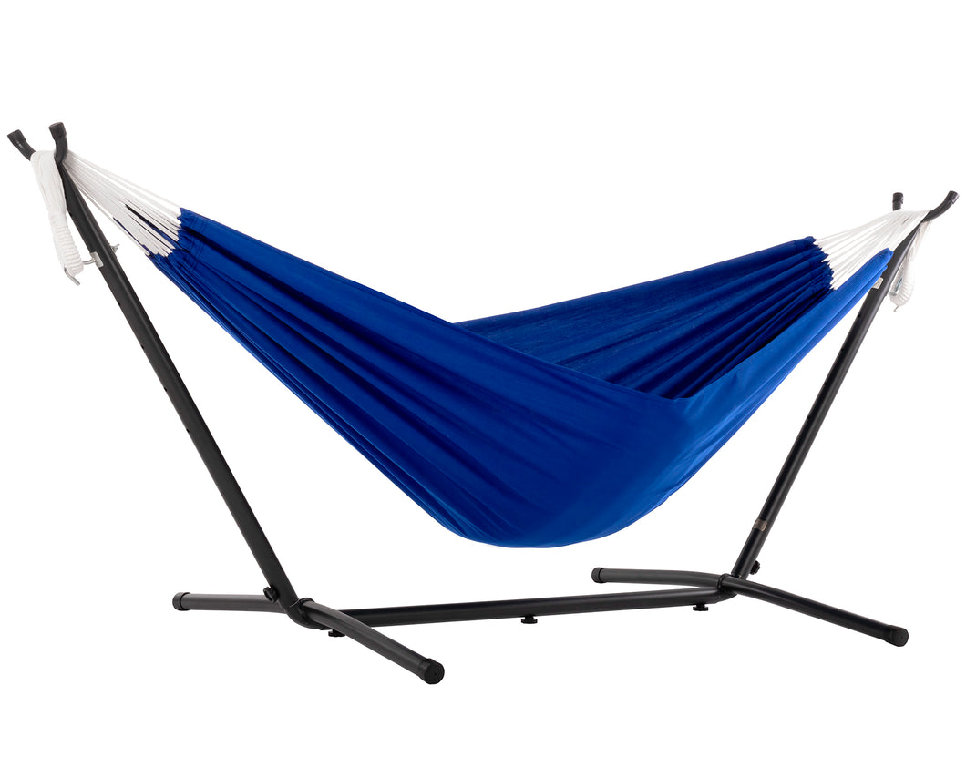 Combo - Double Polyester Hammock with Stand (9ft) - Royal Blue
