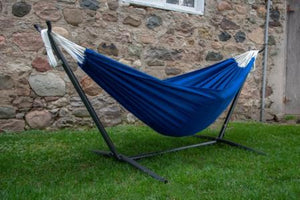 Combo - Double Polyester Hammock with Stand (9ft) - Royal Blue