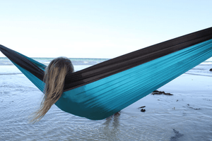 Nylon Parachute Camping Hammock Chocolate/Turquoise