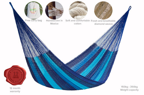 Cotton Hammock King - Caribbean Blue