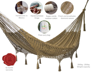 Deluxe Outdoor Cotton Hammock King - Cedar