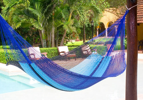 Outdoor Cotton Hammock King - Caribbean Blue