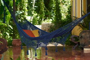 Deluxe Outdoor Cotton Hammock King - Blue