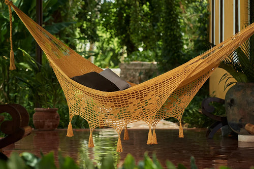 Deluxe Outdoor Cotton Hammock King - Mustard